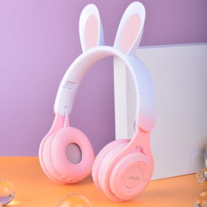 M6R Rabbit Ear Luminous Bluetooth Headset Gradient LED Online Class Children Headworn Wireless Headset