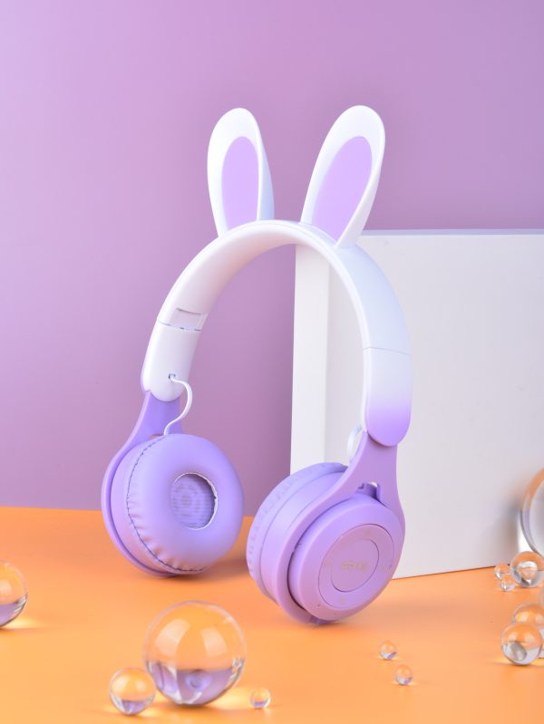 M6R Rabbit Ear Luminous Bluetooth Headset Gradient LED Online Class Children Headworn Wireless Headset - Image 5