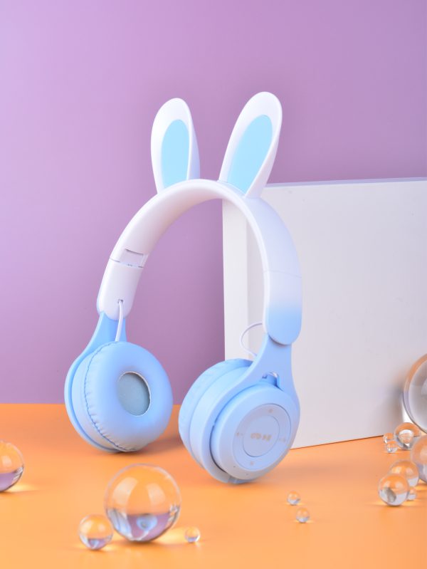 M6R Rabbit Ear Luminous Bluetooth Headset Gradient LED Online Class Children Headworn Wireless Headset - Image 3